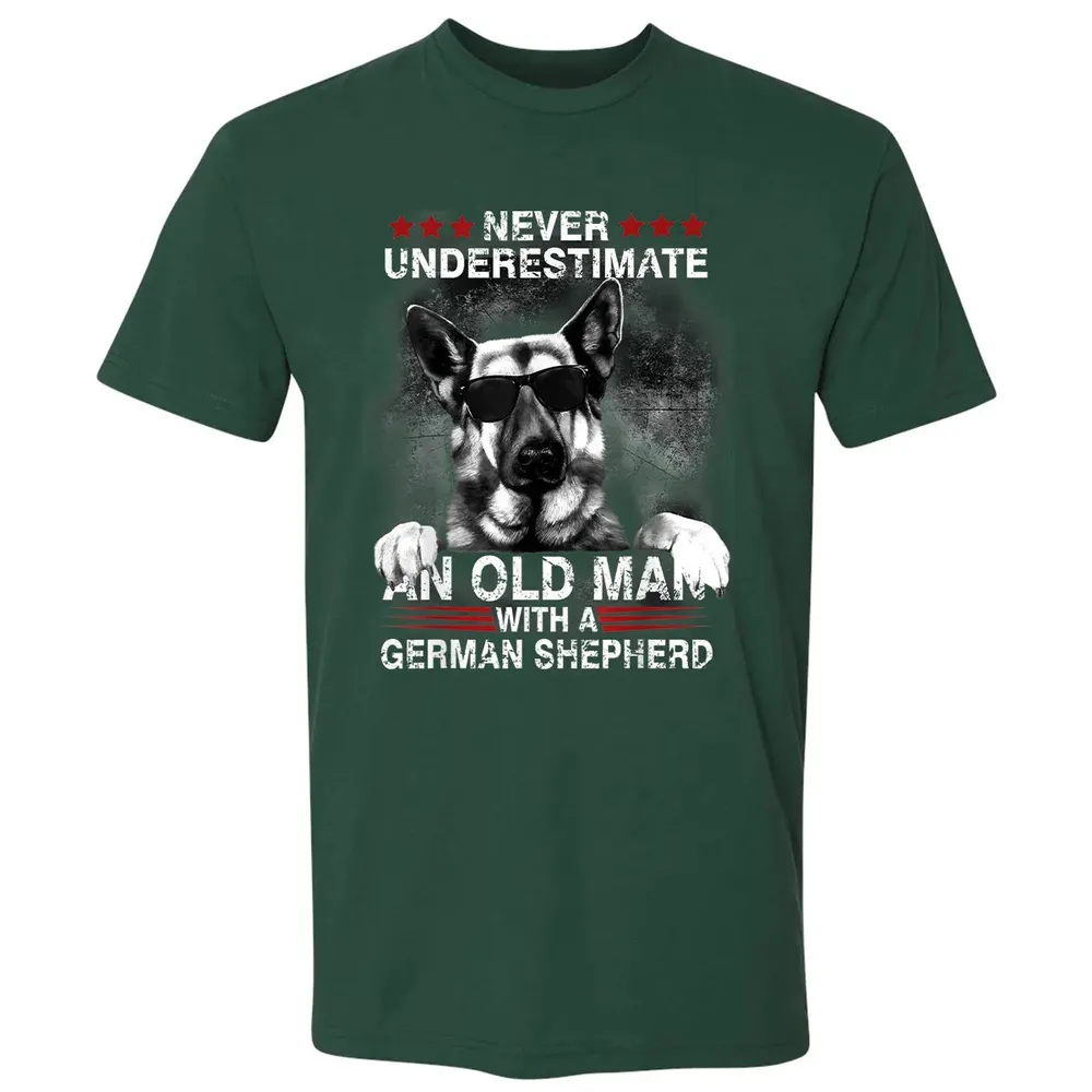Never Underestimate An Old Man   German Shepherd Dog Premium Unisex T-shirt - 12