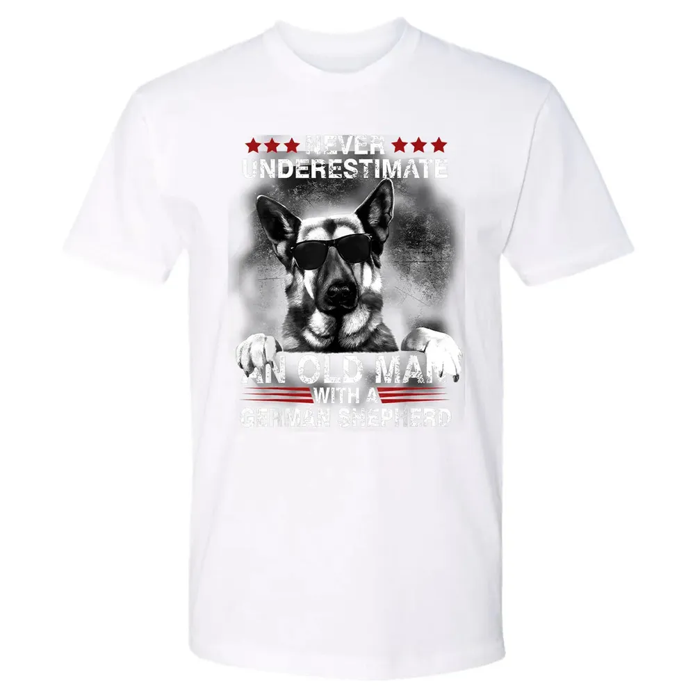 Never Underestimate An Old Man   German Shepherd Dog Premium Unisex T-shirt - 4