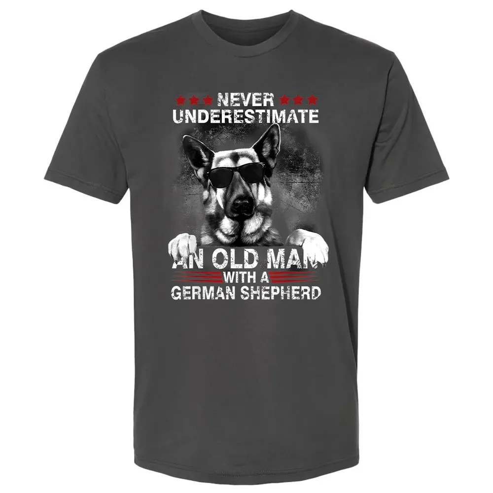 Never Underestimate An Old Man   German Shepherd Dog Premium Unisex T-shirt - 8