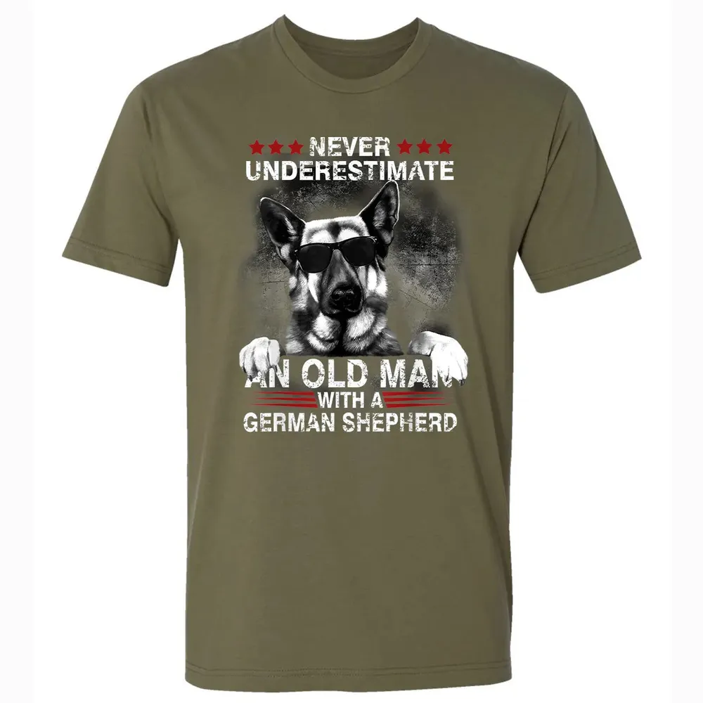 Never Underestimate An Old Man   German Shepherd Dog Premium Unisex T-shirt - 5