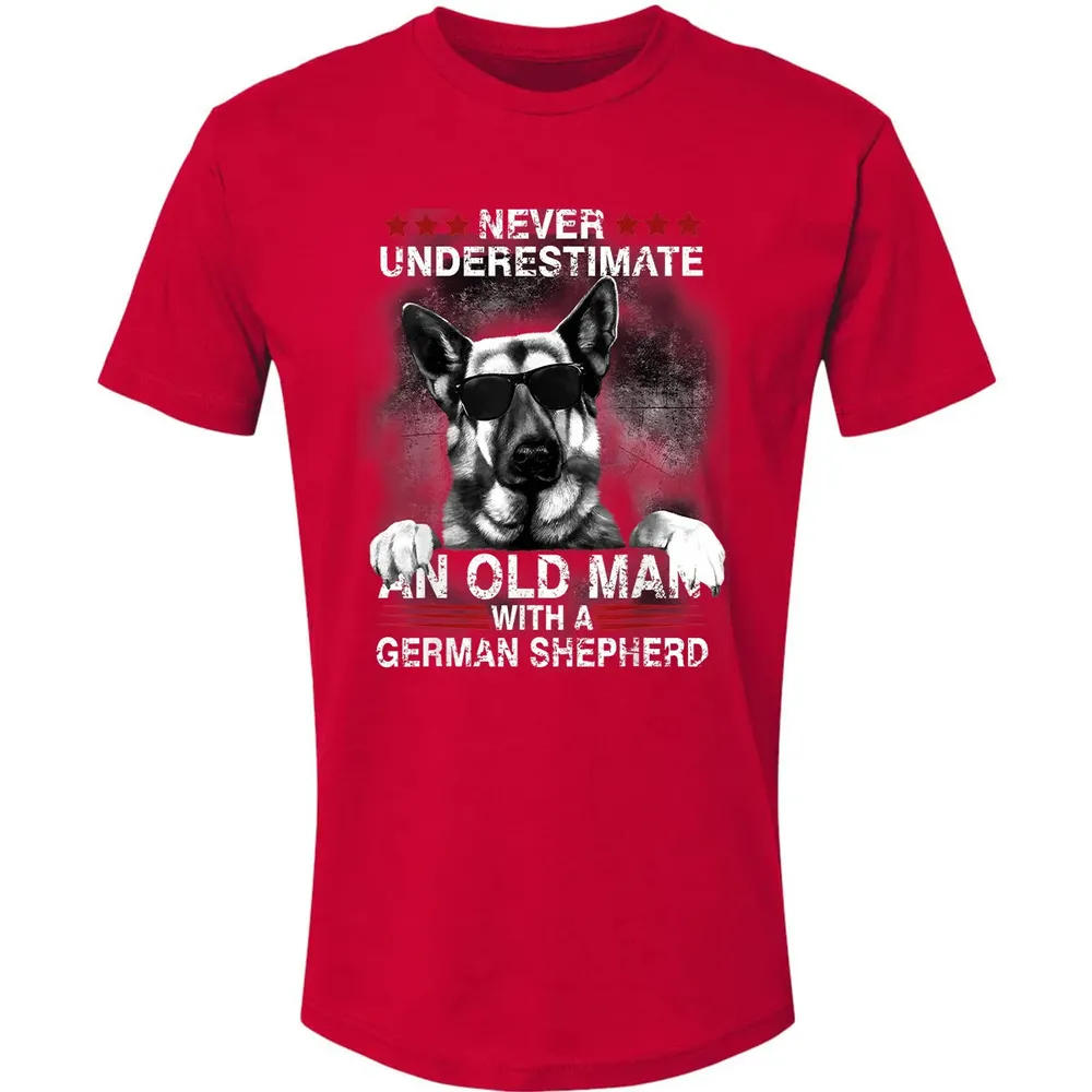 Never Underestimate An Old Man   German Shepherd Dog Premium Unisex T-shirt - 6