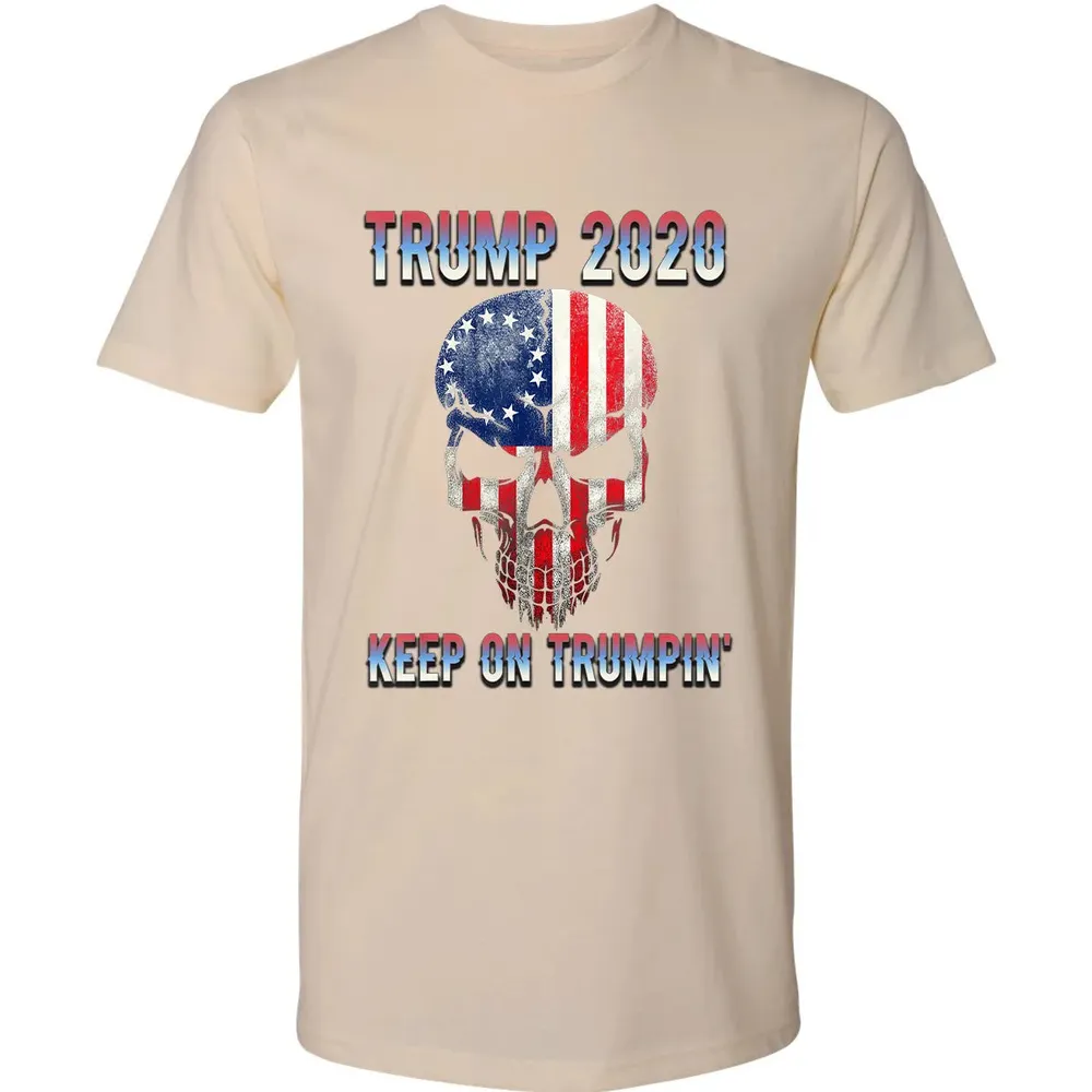 Trump 2020 Keep On Trumpin American Flag Skull 4th of July Premium Unisex T-shirt - 13