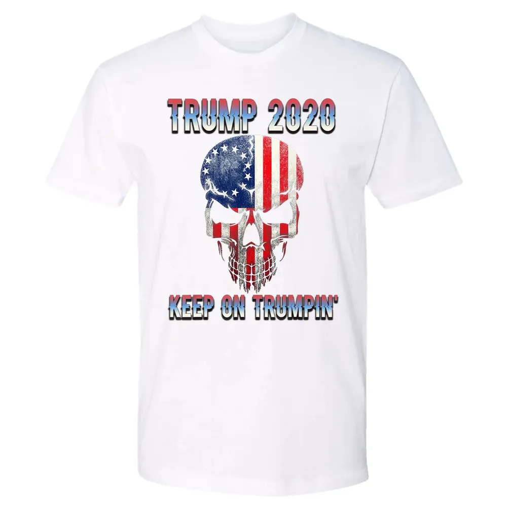 Trump 2020 Keep On Trumpin American Flag Skull 4th of July Premium Unisex T-shirt - 4