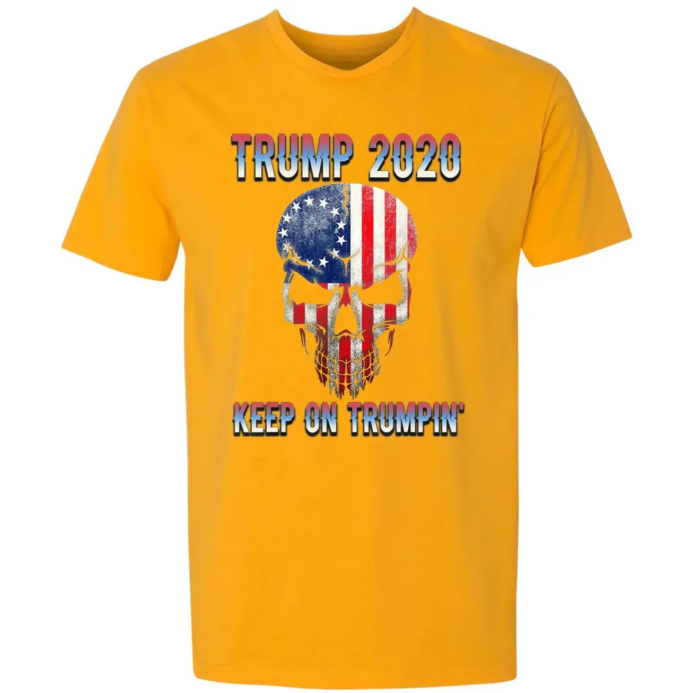 Trump 2020 Keep On Trumpin American Flag Skull 4th of July Premium Unisex T-shirt - 11