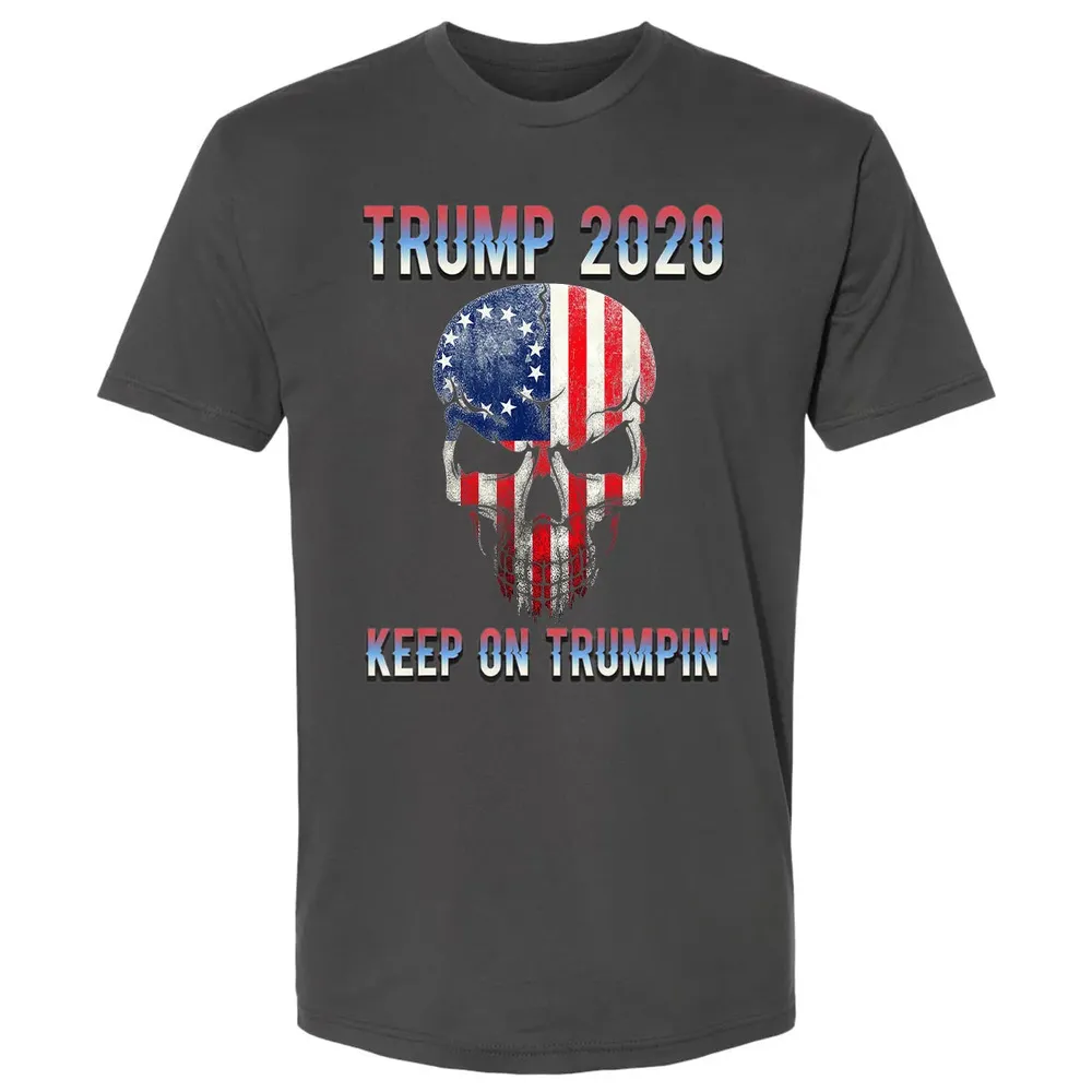 Trump 2020 Keep On Trumpin American Flag Skull 4th of July Premium Unisex T-shirt - 8