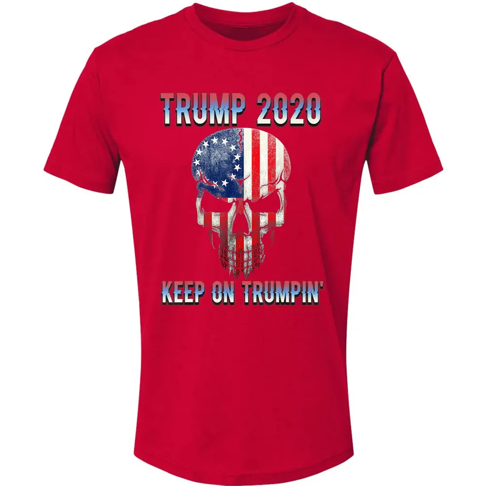 Trump 2020 Keep On Trumpin American Flag Skull 4th of July Premium Unisex T-shirt - 6