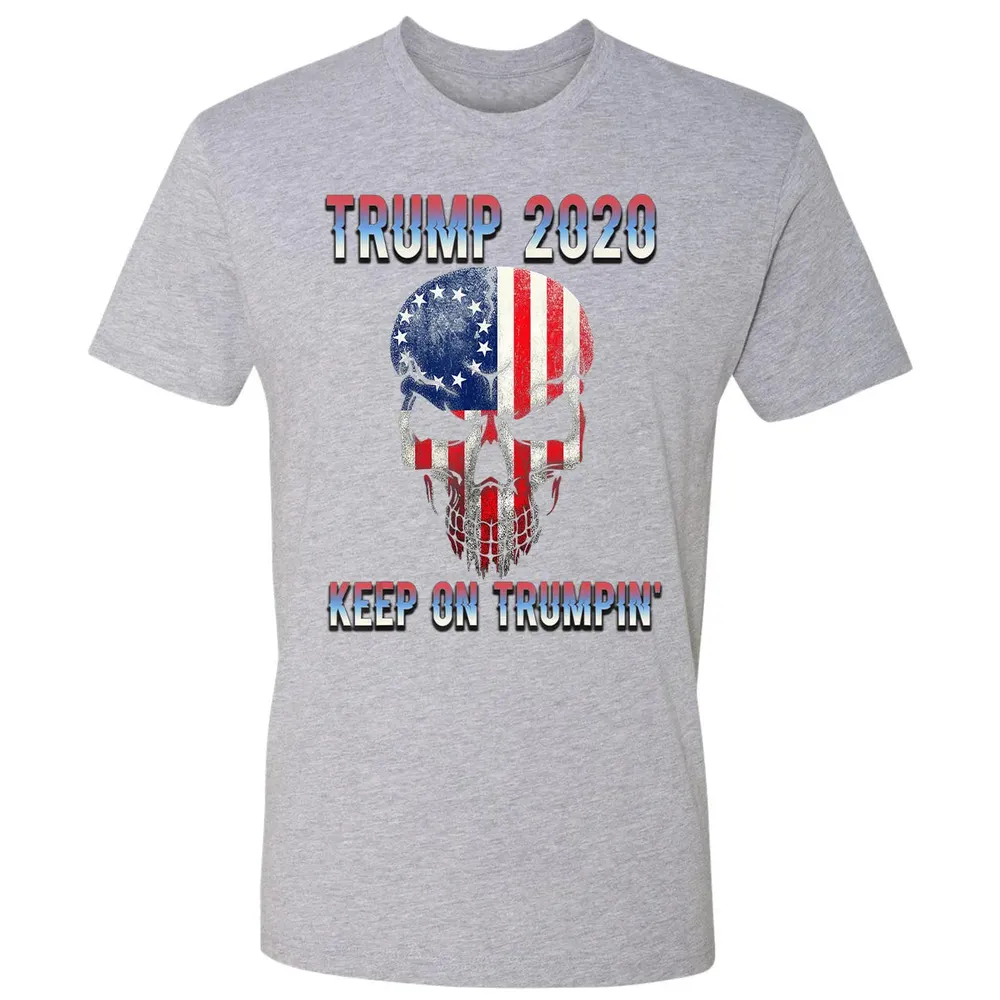 Trump 2020 Keep On Trumpin American Flag Skull 4th of July Premium Unisex T-shirt - 9