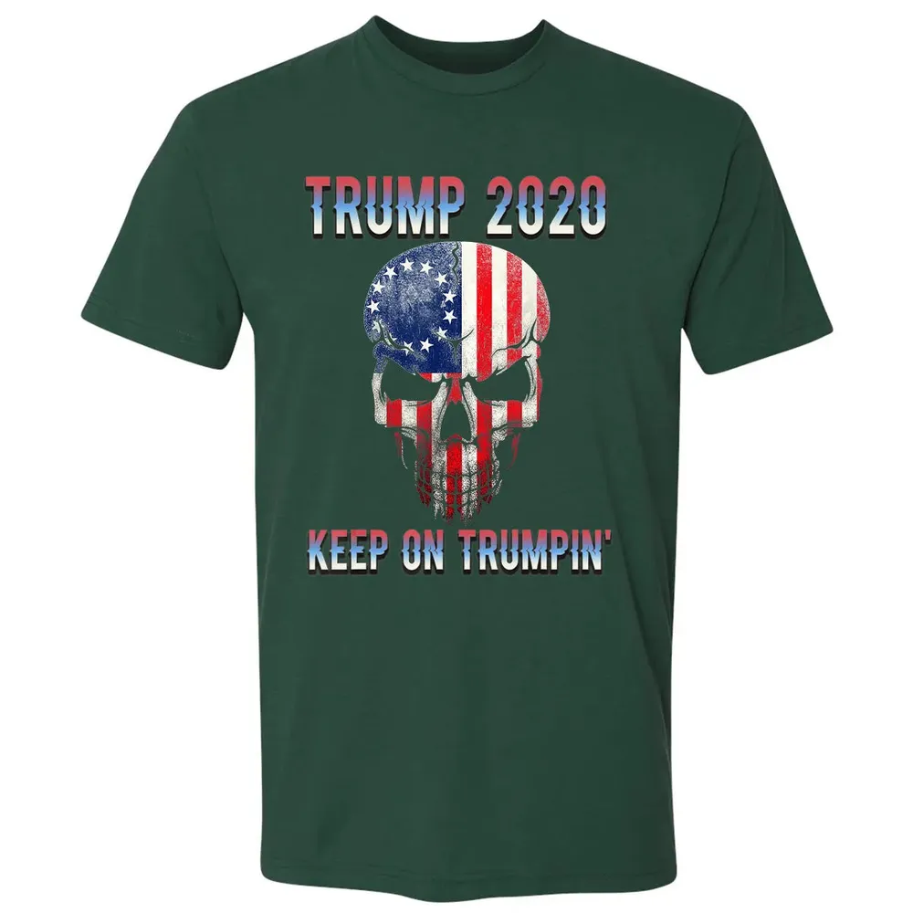 Trump 2020 Keep On Trumpin American Flag Skull 4th of July Premium Unisex T-shirt - 12