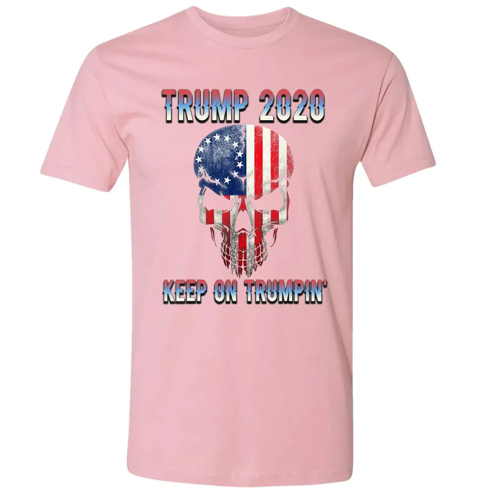 Trump 2020 Keep On Trumpin American Flag Skull 4th of July Premium Unisex T-shirt - 3