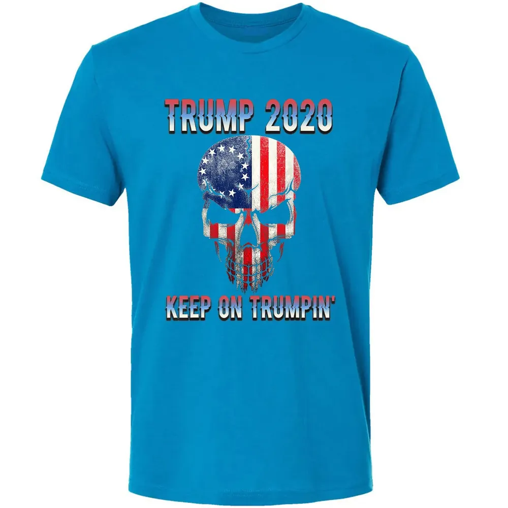 Trump 2020 Keep On Trumpin American Flag Skull 4th of July Premium Unisex T-shirt - 15