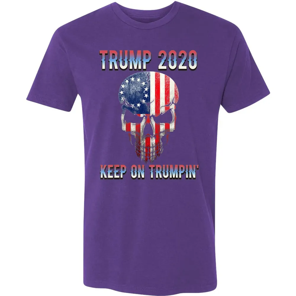 Trump 2020 Keep On Trumpin American Flag Skull 4th of July Premium Unisex T-shirt - 7