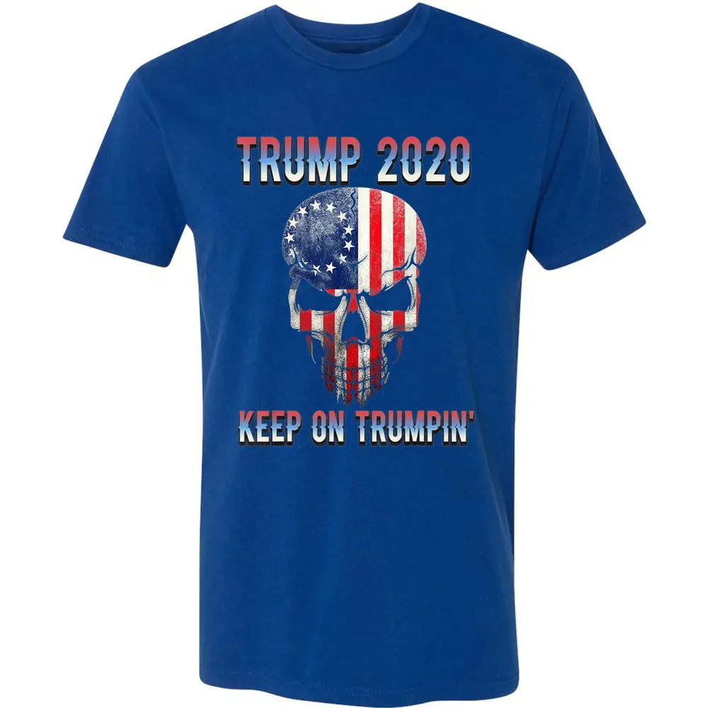 Trump 2020 Keep On Trumpin American Flag Skull 4th of July Premium Unisex T-shirt - 10