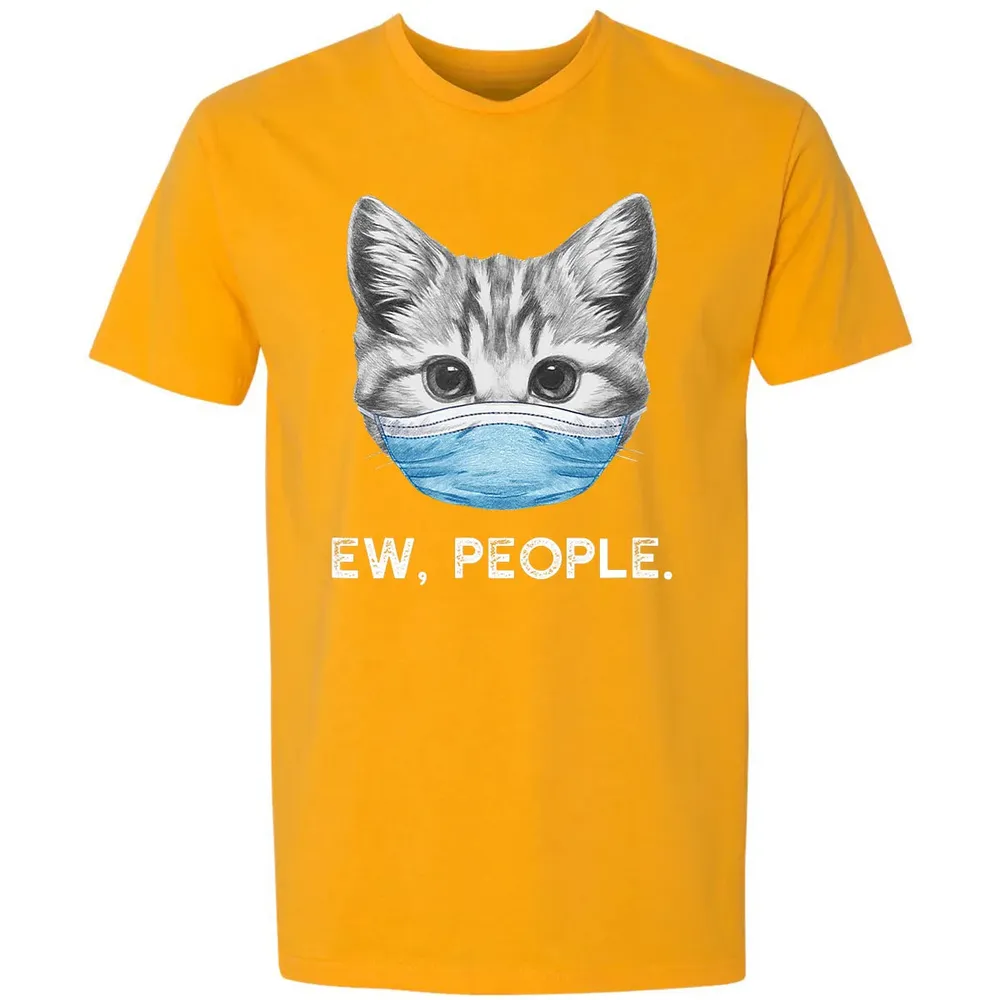 Ew People Cat Wearing Surgical Face Mask Cat Lover Gift Premium Unisex T-shirt - 11