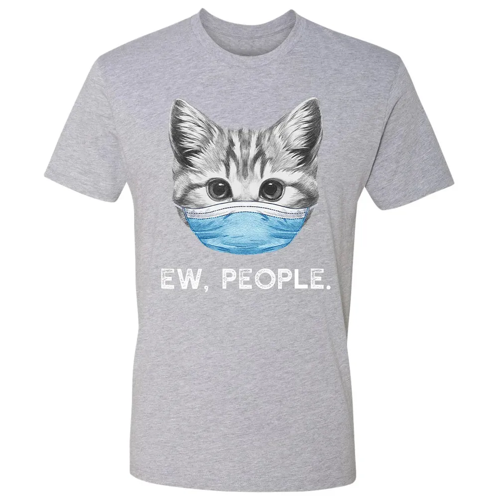 Ew People Cat Wearing Surgical Face Mask Cat Lover Gift Premium Unisex T-shirt - 9