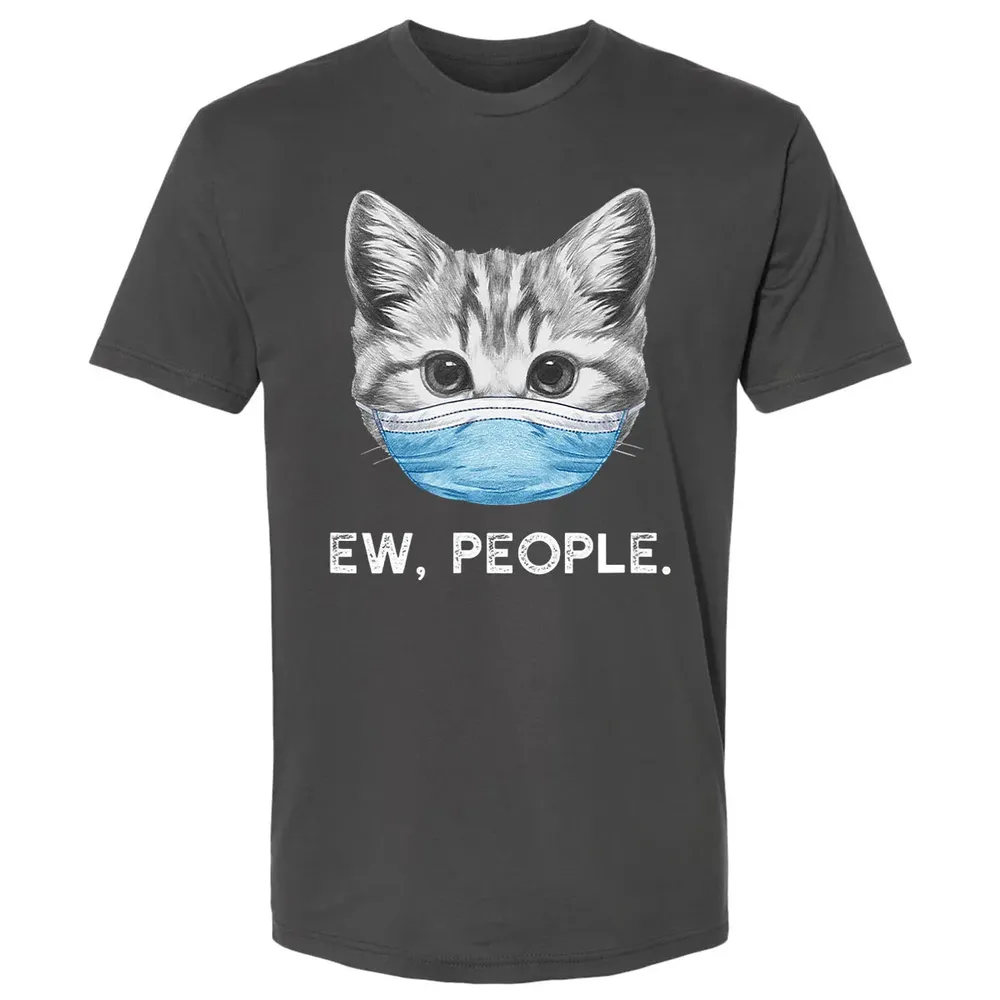 Ew People Cat Wearing Surgical Face Mask Cat Lover Gift Premium Unisex T-shirt - 8