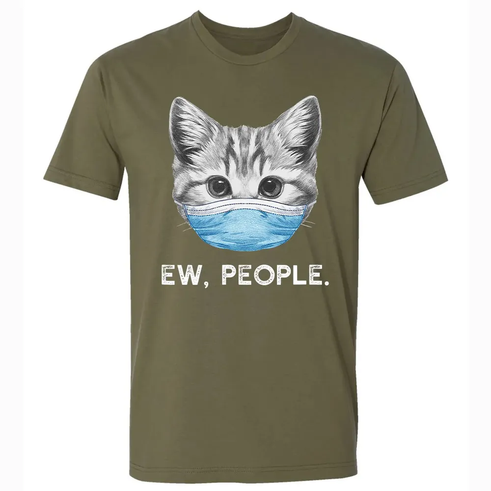 Ew People Cat Wearing Surgical Face Mask Cat Lover Gift Premium Unisex T-shirt - 5