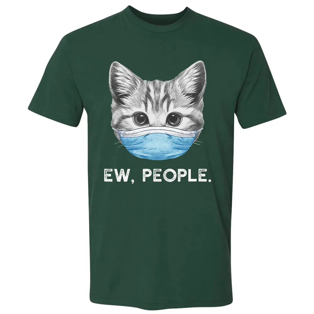 Ew People Cat Wearing Surgical Face Mask Cat Lover Gift Premium Unisex T-shirt - 12