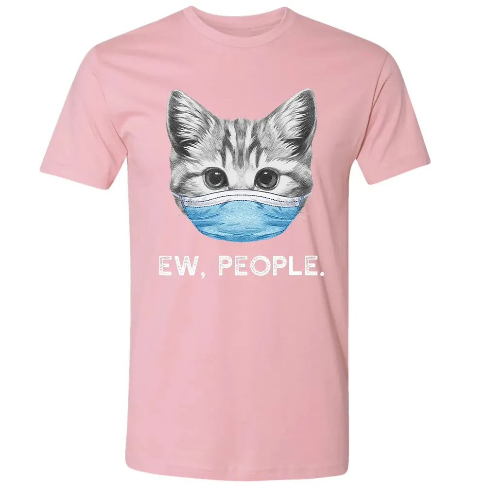 Ew People Cat Wearing Surgical Face Mask Cat Lover Gift Premium Unisex T-shirt - 3