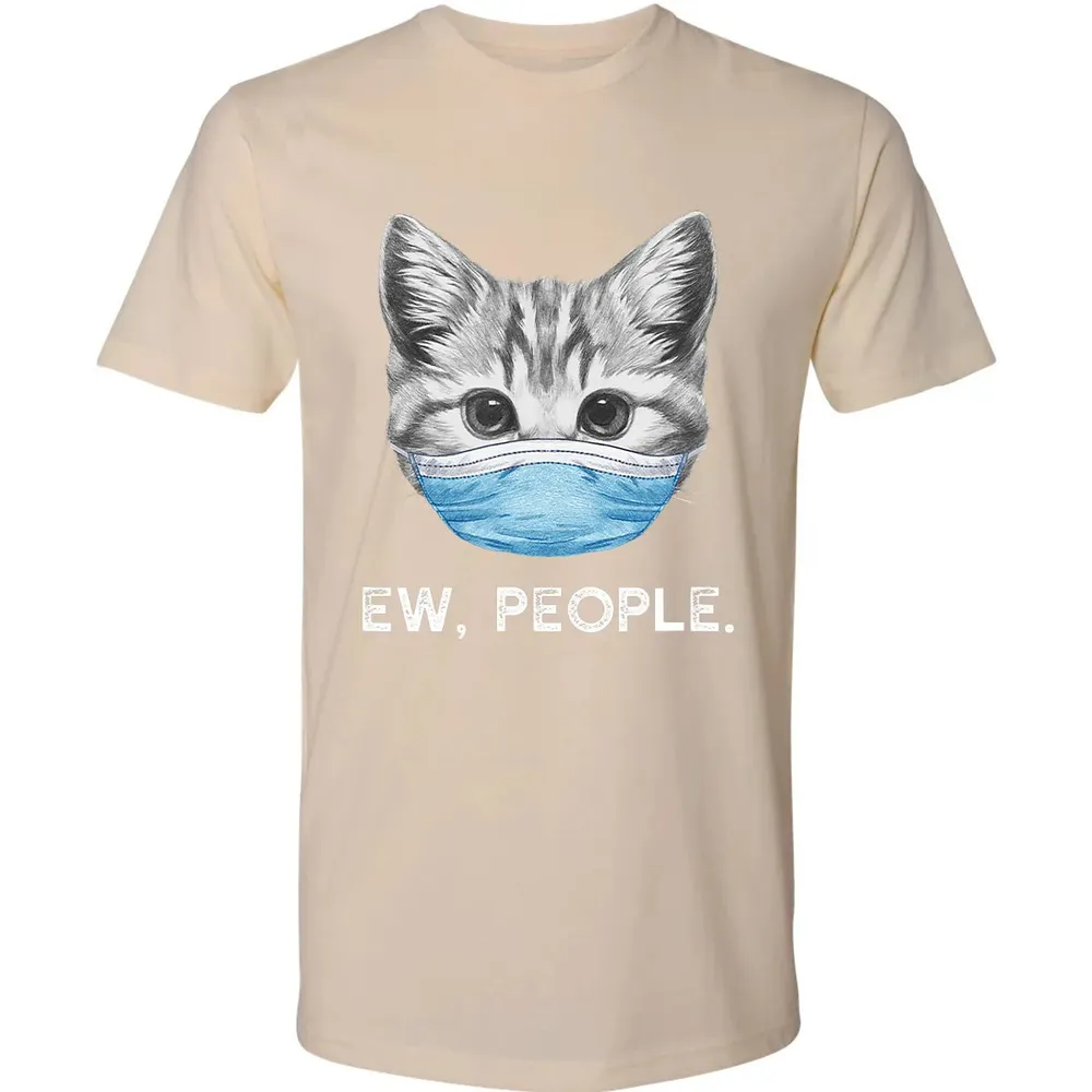 Ew People Cat Wearing Surgical Face Mask Cat Lover Gift Premium Unisex T-shirt - 13