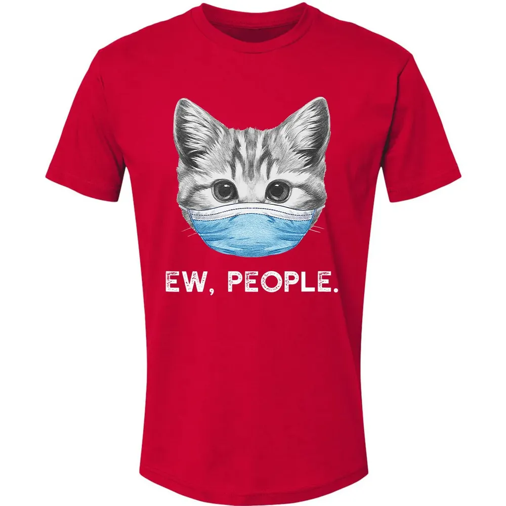 Ew People Cat Wearing Surgical Face Mask Cat Lover Gift Premium Unisex T-shirt - 6