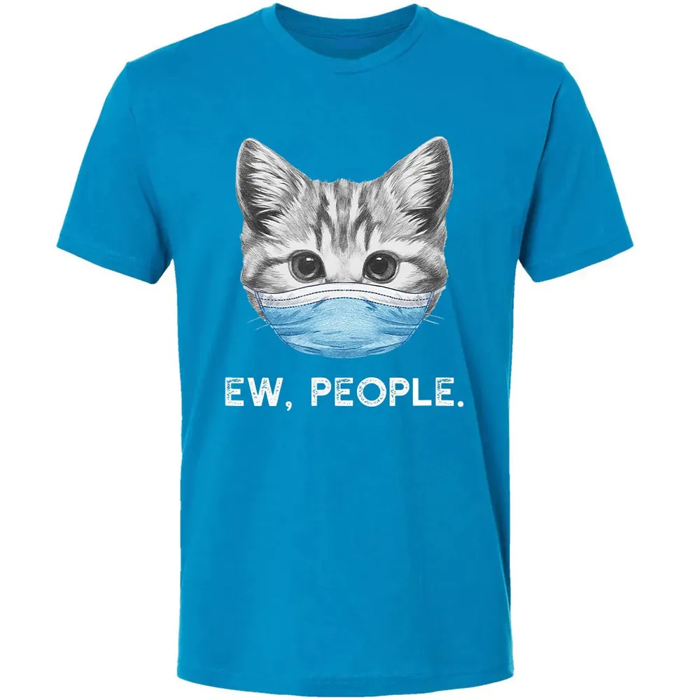 Ew People Cat Wearing Surgical Face Mask Cat Lover Gift Premium Unisex T-shirt - 15