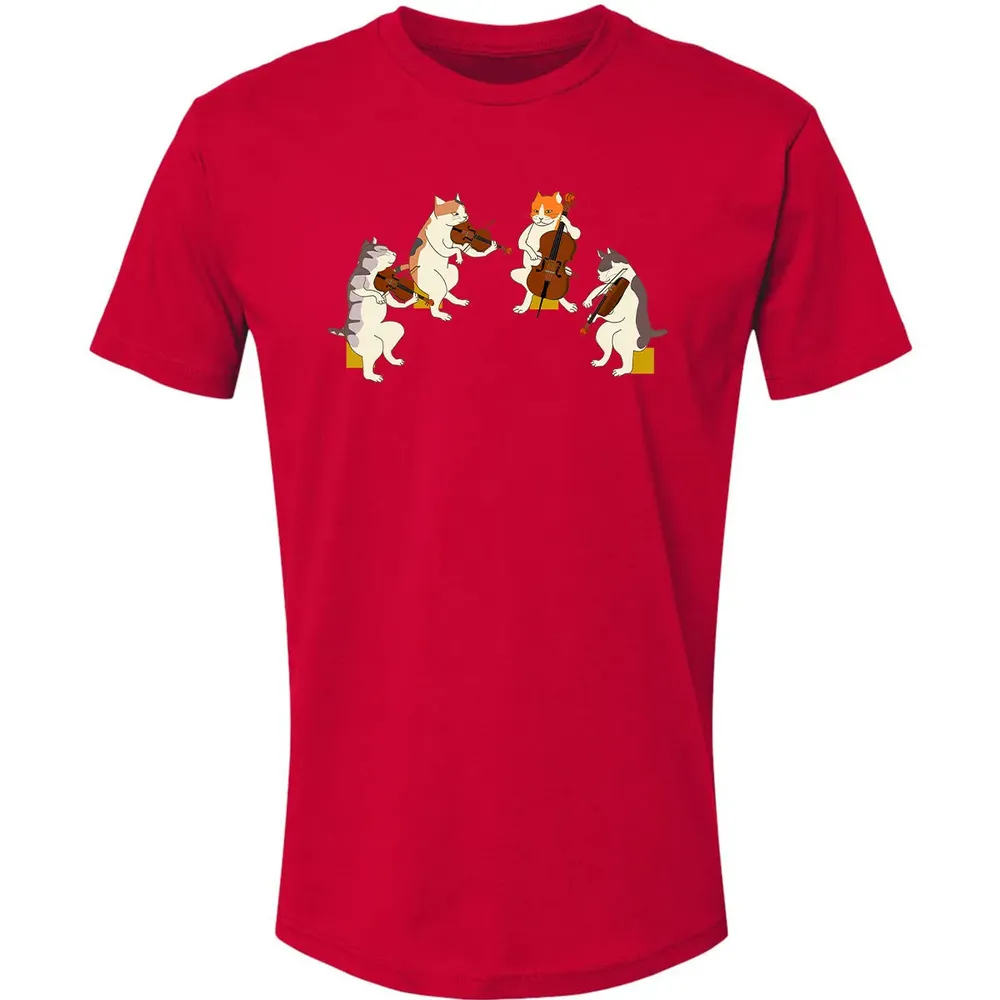 Fun Cats Playing Violin Cello  Gift Music Cat Lover Premium Unisex T-shirt - 6