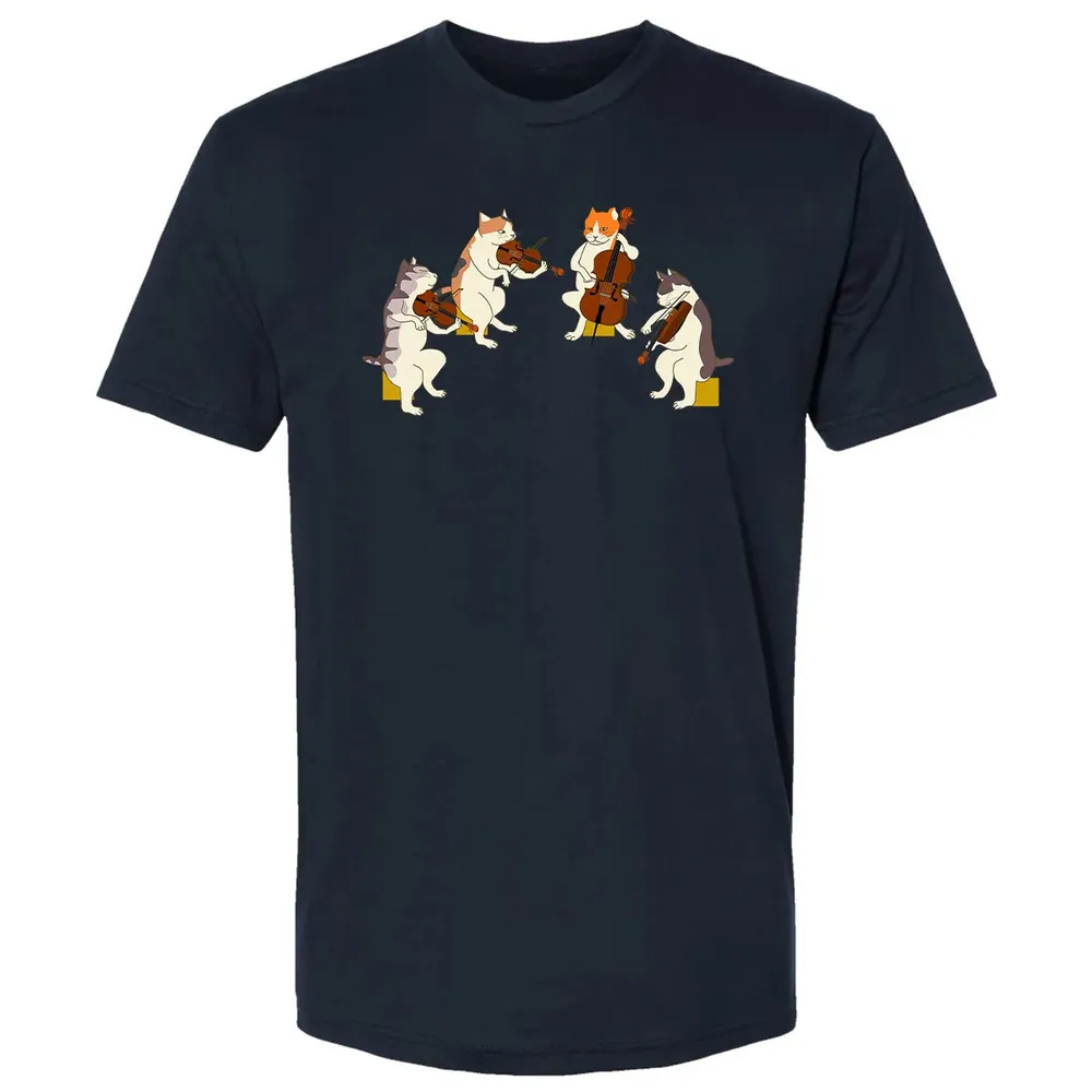 Fun Cats Playing Violin Cello  Gift Music Cat Lover Premium Unisex T-shirt - 2