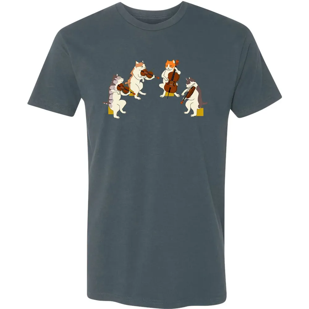 Fun Cats Playing Violin Cello  Gift Music Cat Lover Premium Unisex T-shirt - 14