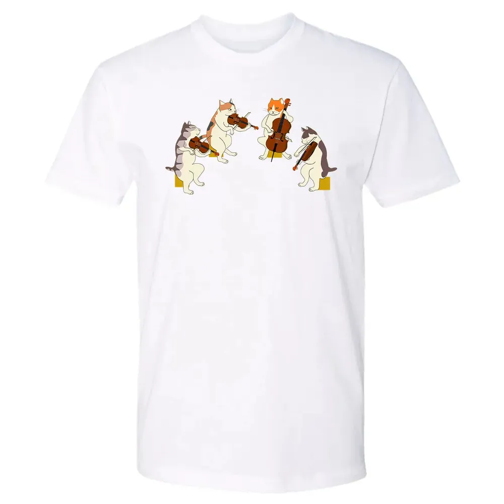 Fun Cats Playing Violin Cello  Gift Music Cat Lover Premium Unisex T-shirt - 4