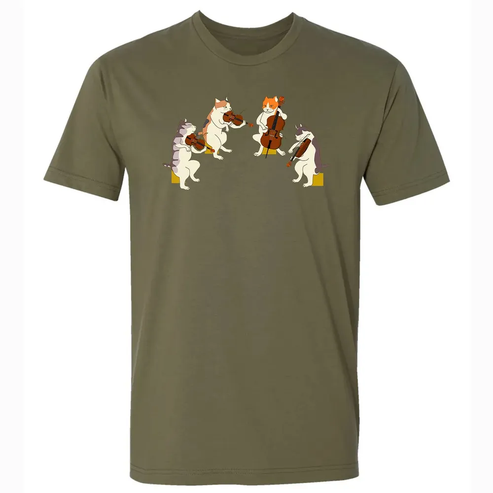 Fun Cats Playing Violin Cello  Gift Music Cat Lover Premium Unisex T-shirt - 5