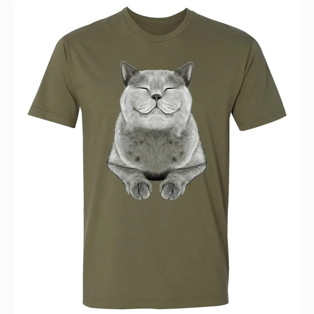 Grey Cat Smile Eager Face  Cats   Gifts Premium Unisex T-shirt - 5