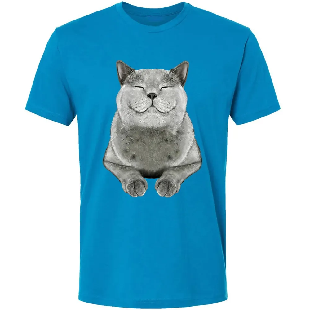 Grey Cat Smile Eager Face  Cats   Gifts Premium Unisex T-shirt - 15