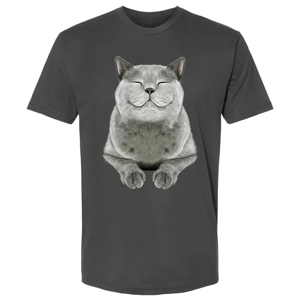 Grey Cat Smile Eager Face  Cats   Gifts Premium Unisex T-shirt - 8
