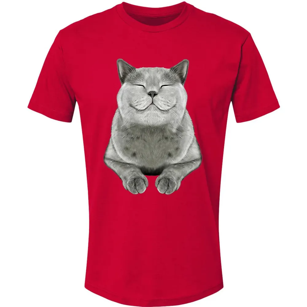 Grey Cat Smile Eager Face  Cats   Gifts Premium Unisex T-shirt - 6