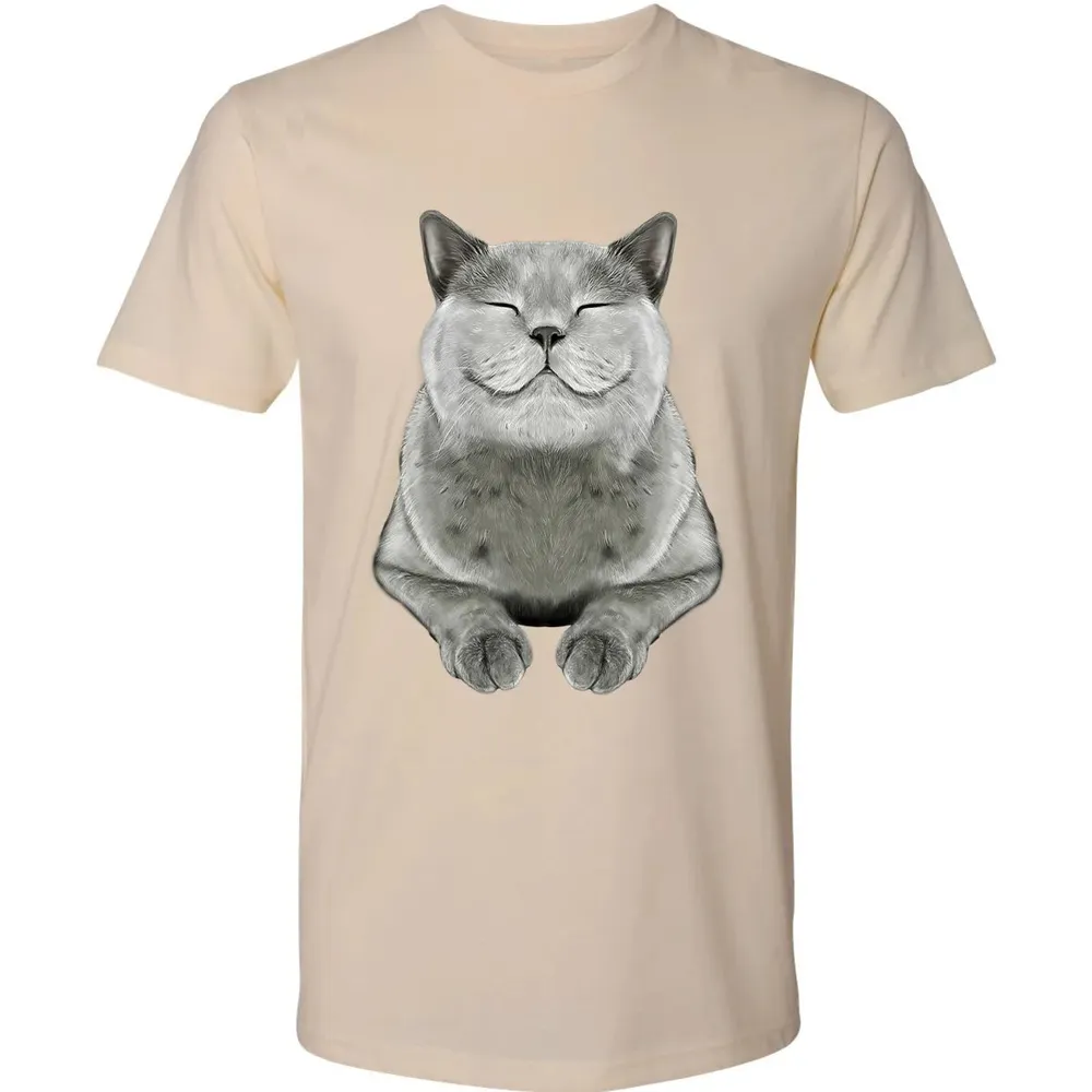 Grey Cat Smile Eager Face  Cats   Gifts Premium Unisex T-shirt - 13