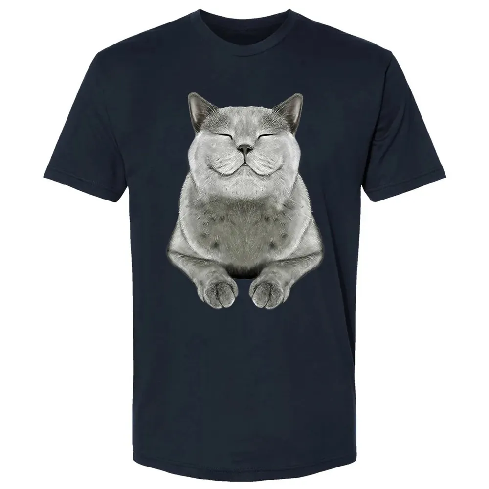 Grey Cat Smile Eager Face  Cats   Gifts Premium Unisex T-shirt - 2