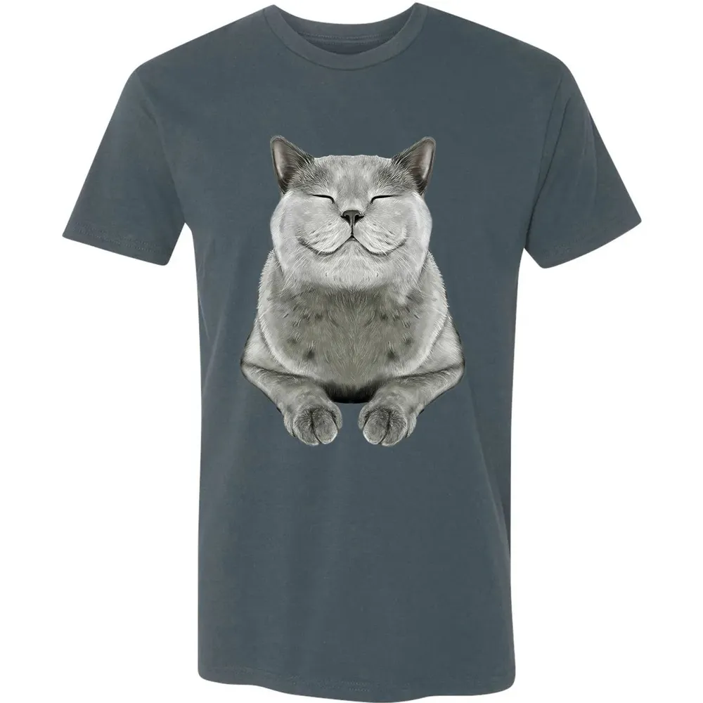 Grey Cat Smile Eager Face  Cats   Gifts Premium Unisex T-shirt - 14