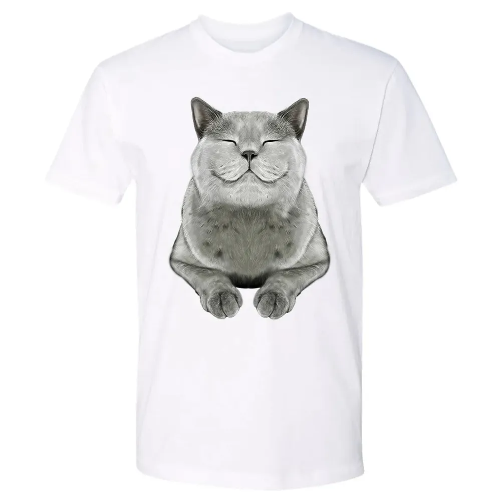 Grey Cat Smile Eager Face  Cats   Gifts Premium Unisex T-shirt - 4