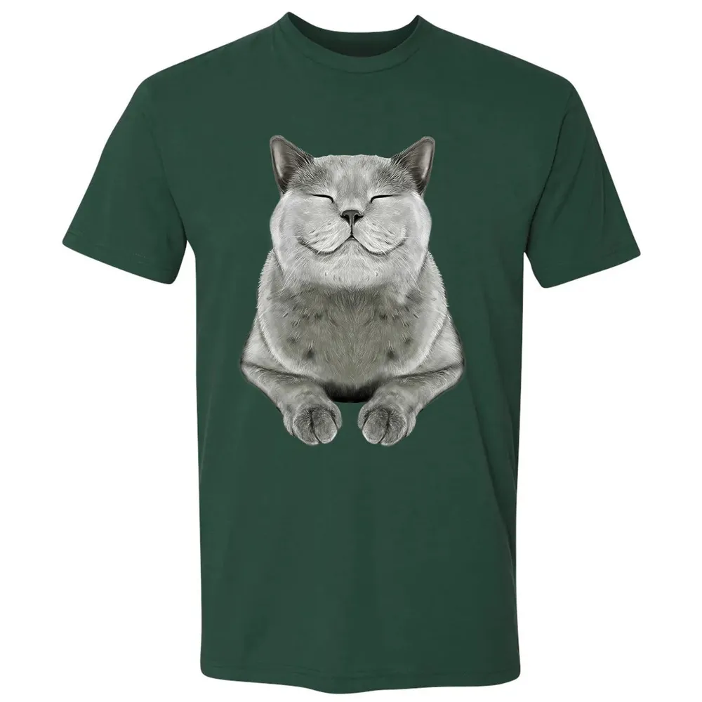 Grey Cat Smile Eager Face  Cats   Gifts Premium Unisex T-shirt - 12