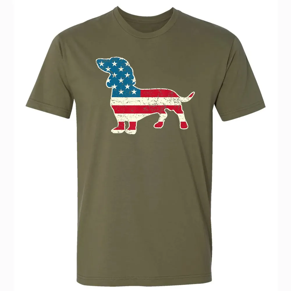 Dachshund 4th of July Dog Lover Gift Men Women American Flag Premium Unisex T-shirt - 5