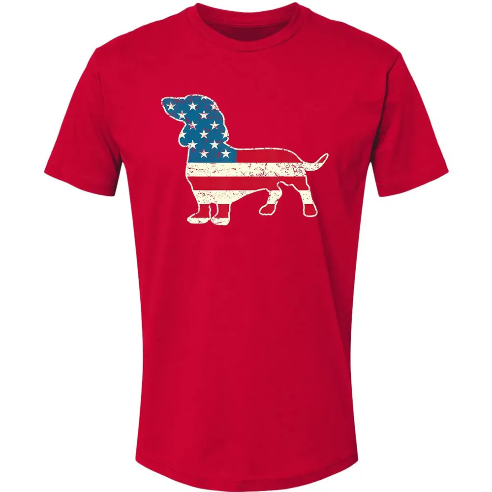 Dachshund 4th of July Dog Lover Gift Men Women American Flag Premium Unisex T-shirt - 6