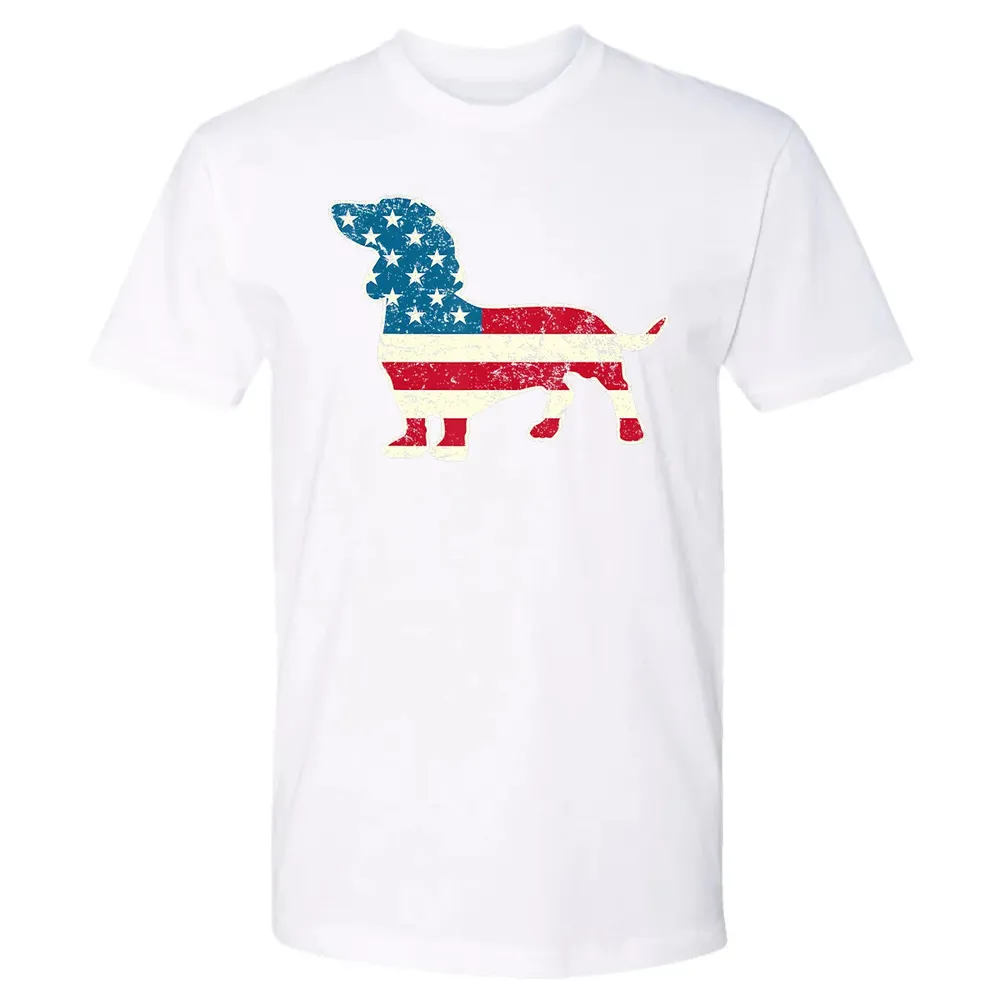 Dachshund 4th of July Dog Lover Gift Men Women American Flag Premium Unisex T-shirt - 4