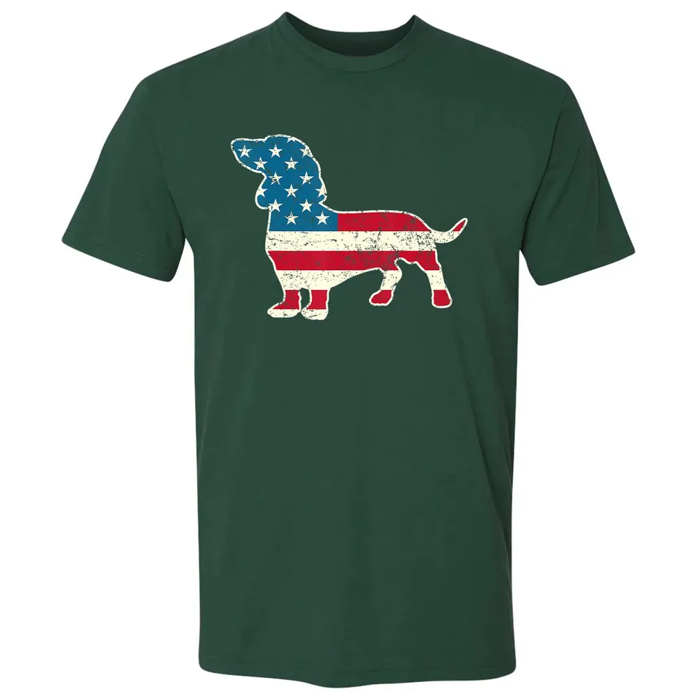 Dachshund 4th of July Dog Lover Gift Men Women American Flag Premium Unisex T-shirt - 12