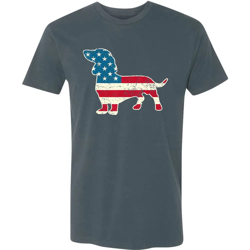 Dachshund 4th of July Dog Lover Gift Men Women American Flag Premium Unisex T-shirt - 14