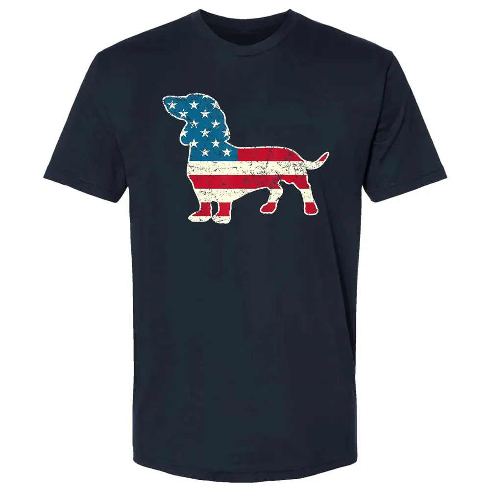 Dachshund 4th of July Dog Lover Gift Men Women American Flag Premium Unisex T-shirt - 2