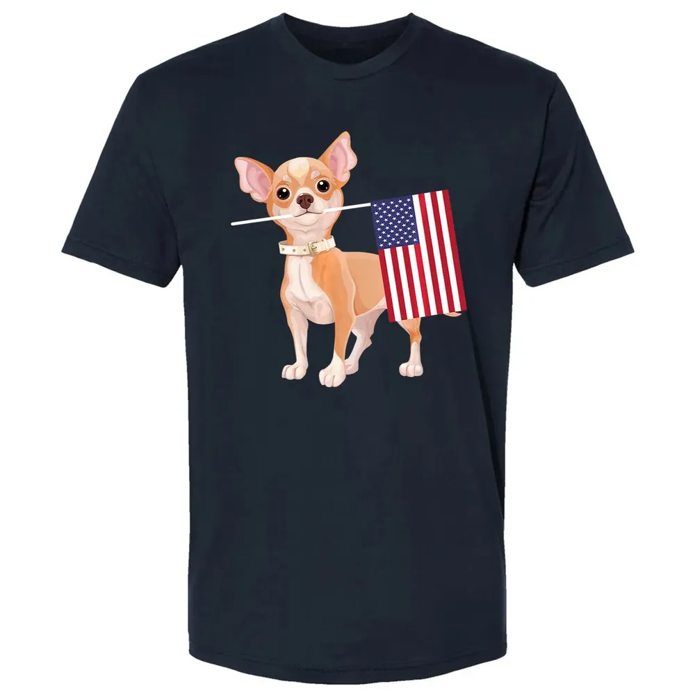 Funny Chihuahua dog American Flag Dog  4th of July Premium Unisex T-shirt - 2