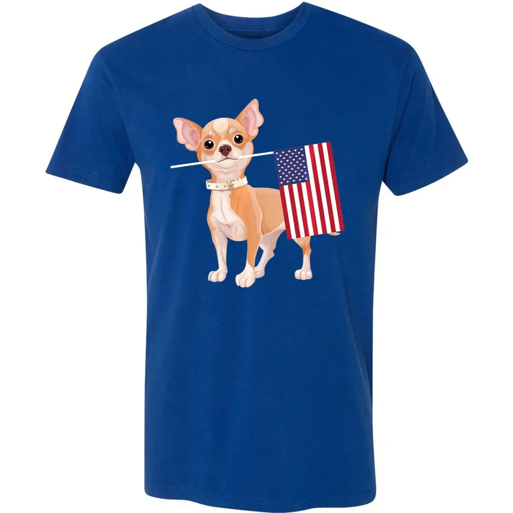 Funny Chihuahua dog American Flag Dog  4th of July Premium Unisex T-shirt - 10