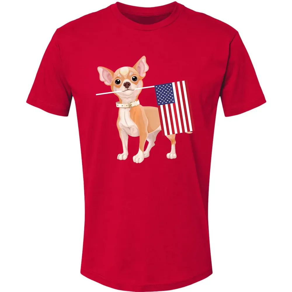 Funny Chihuahua dog American Flag Dog  4th of July Premium Unisex T-shirt - 6