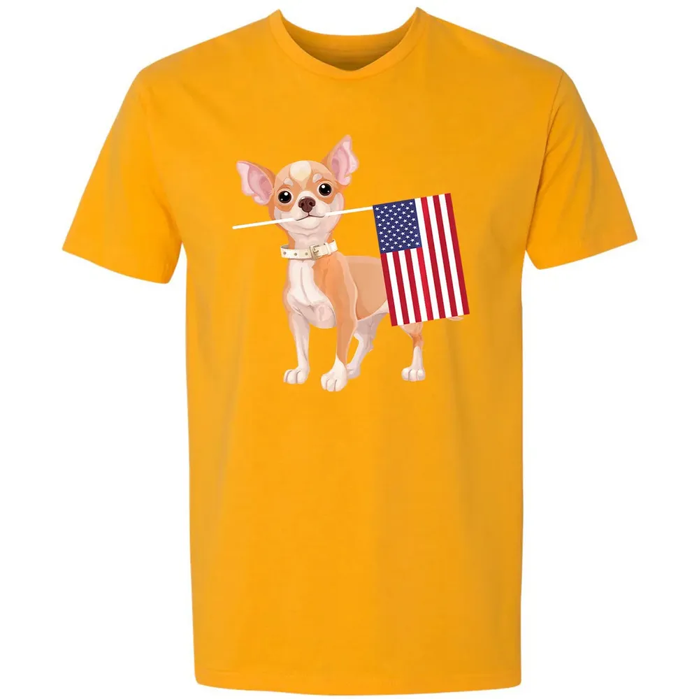 Funny Chihuahua dog American Flag Dog  4th of July Premium Unisex T-shirt - 11