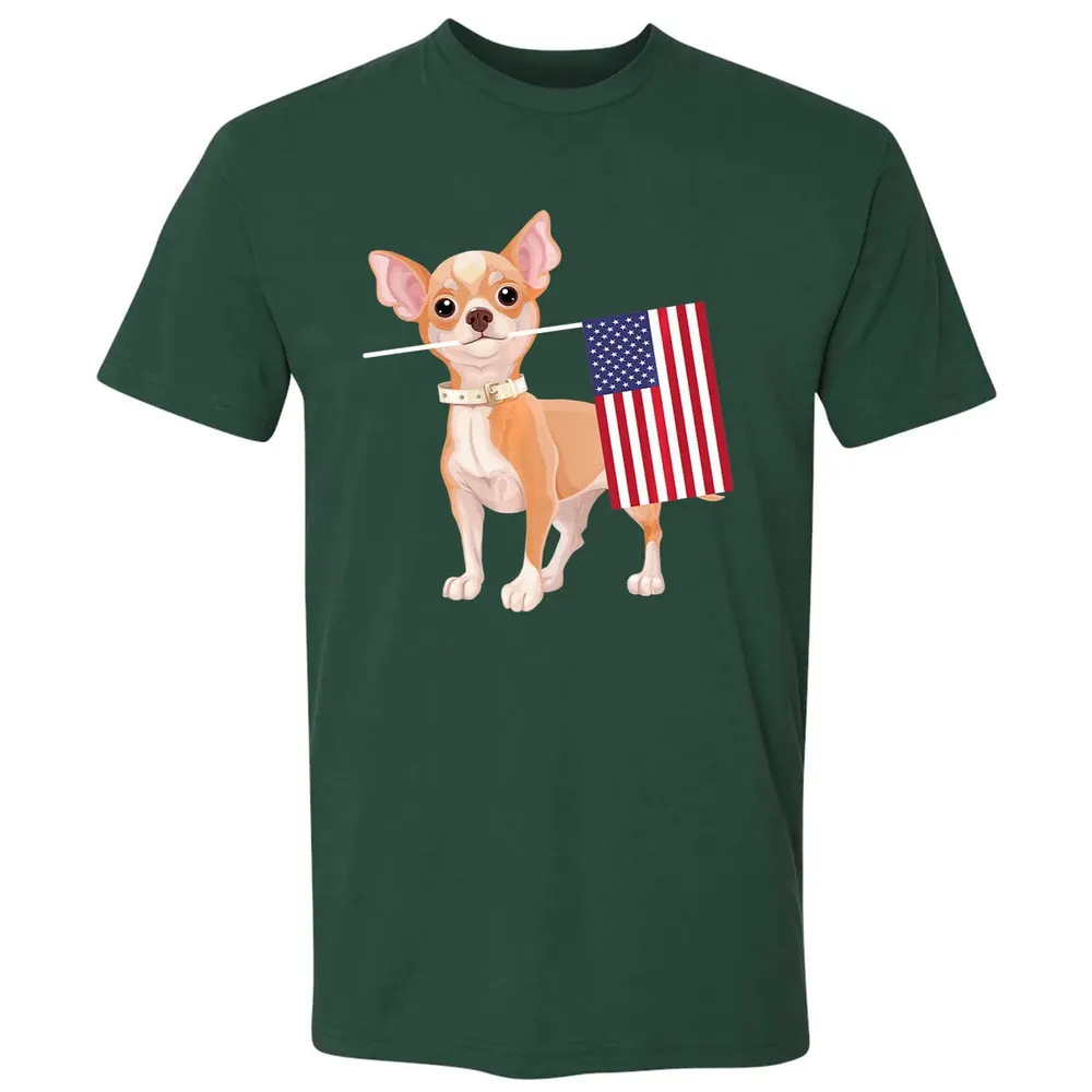 Funny Chihuahua dog American Flag Dog  4th of July Premium Unisex T-shirt - 12